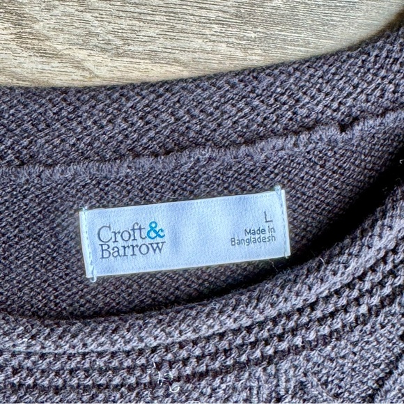 Croft & Barrow Black Short Sleeve Crochet Knit Sweater Top Size Large - Picture 4 of 12